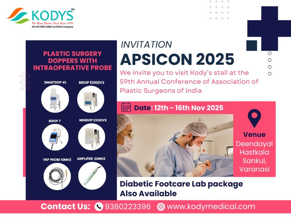 Kodys APSICON 2025 invitation for plastic surgery equipment, Nov 12-16 in Varanasi